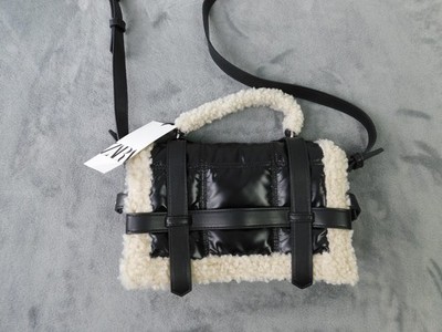 Zara Purse Crossbody Bag Medium Black Faux Leather City Quilted NEW