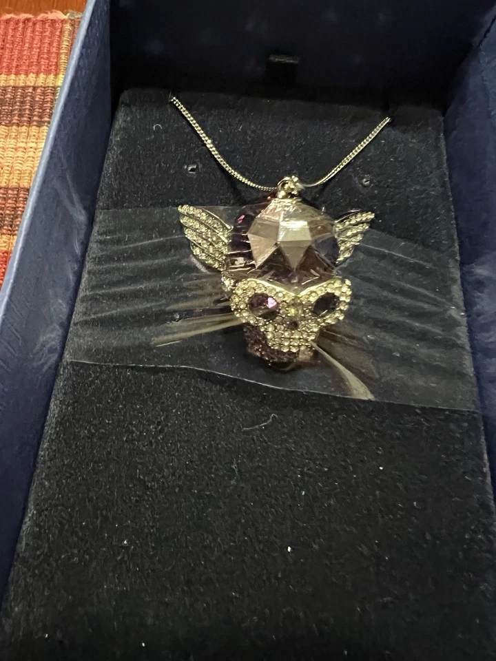 LOTE-COLGANTE CABEZA CALAVERA ALA CRISTAL SWAROVSKI 2-DIJES CRÁNEO - ¡COLLAR 1 CALAVERA! Foto 3 de 4