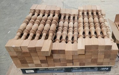 Stair parts solid mahogany balusters, 40'' with 28'' turning and 3'' base, qy 75