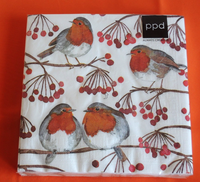 20 Servietten Rotkehlchen Mit Beeren 1 Packung Ovp Ppd Vogel VöGel