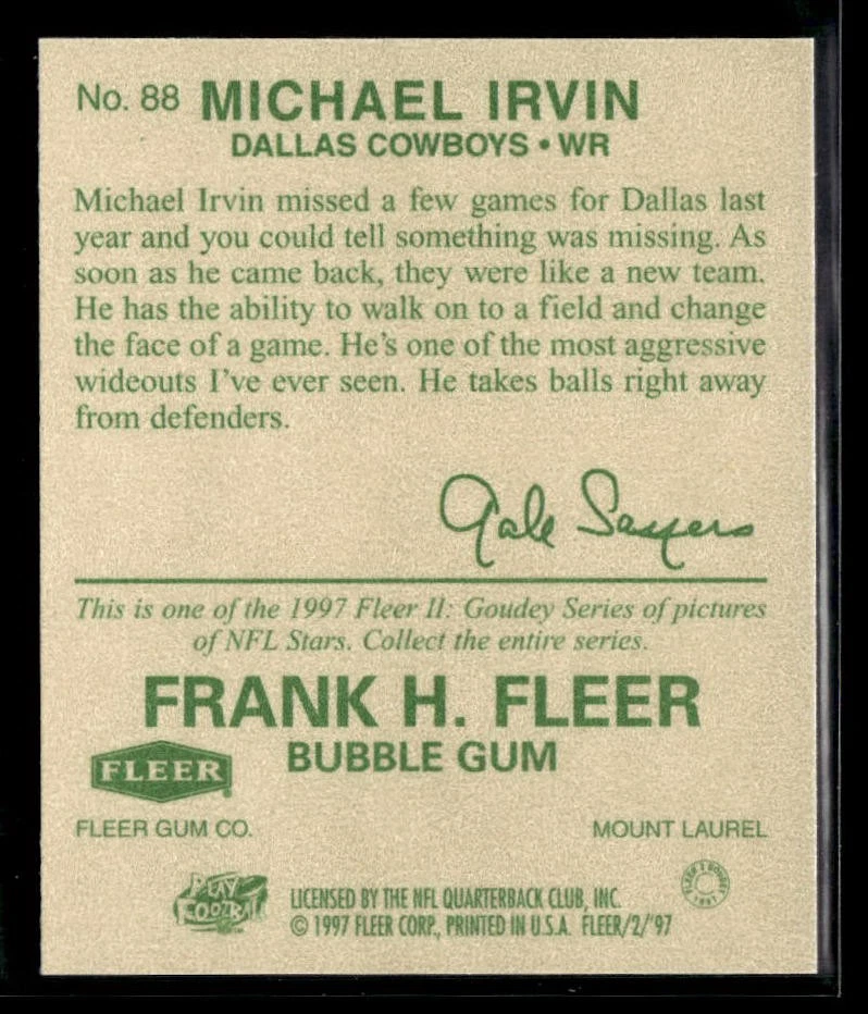 Michael Irvin 1997 Fleer Goudey II #88 - Image 2 of 2