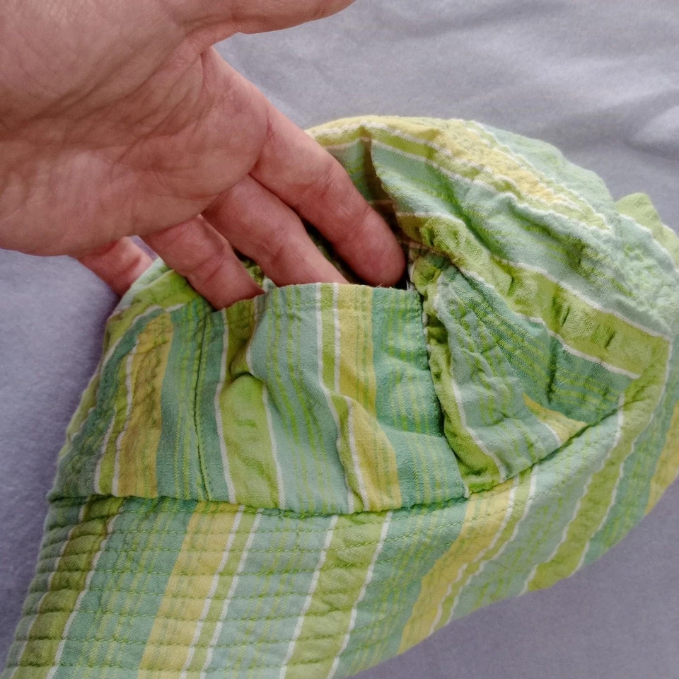 Sombrero de sol vintage 2002 Gap algodón cubo jóvenes niños gorra con bolsillo verde y amarillo Foto 3 de 4