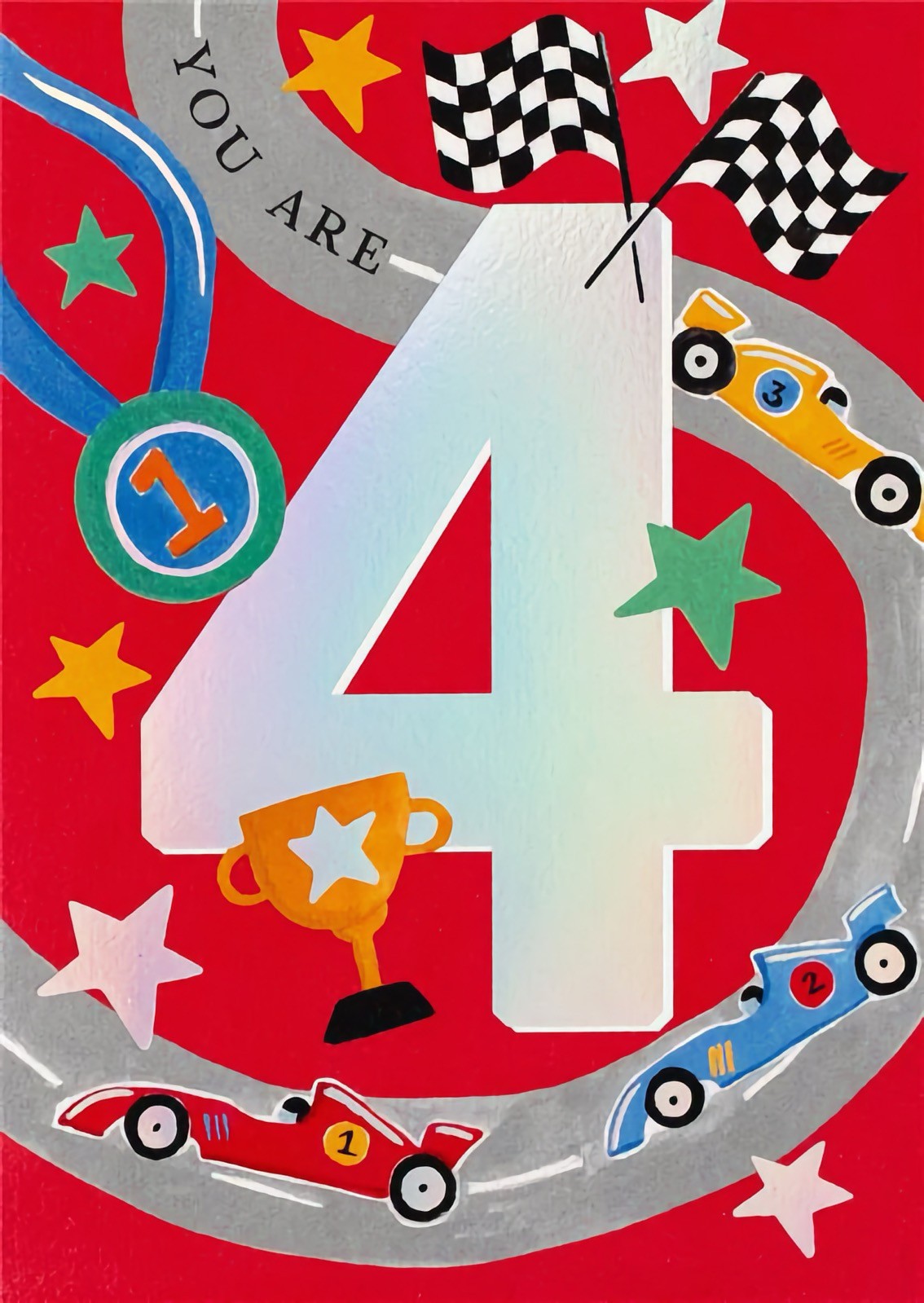 Happy 4th Birthday Card Boys Cute Ideal For Son Brother Grandson Nephew Friend