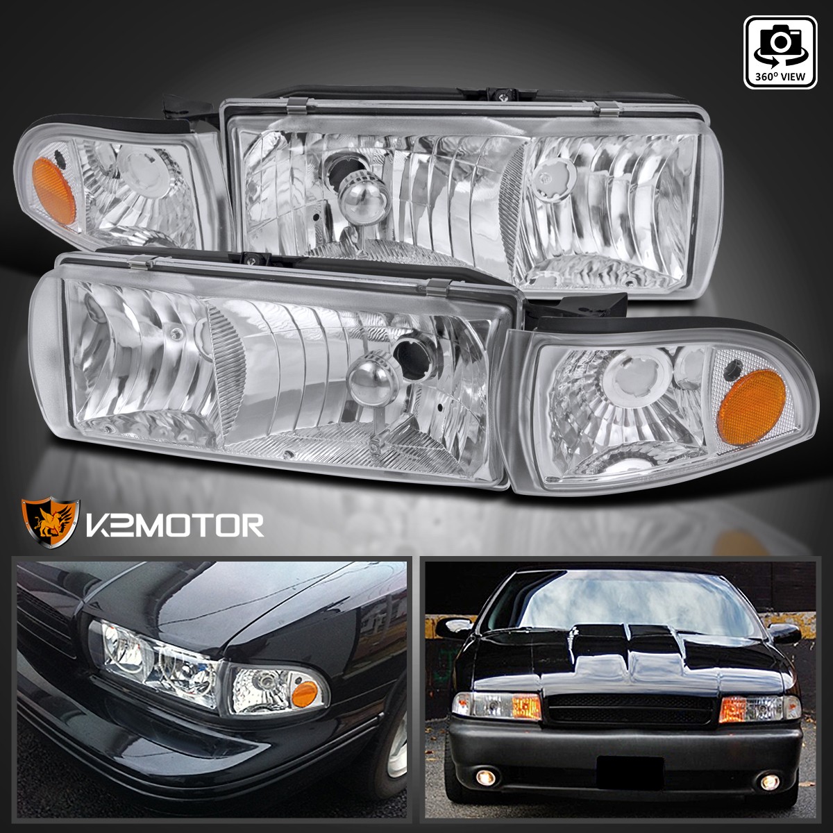 Fits 1991-1996 Chevy Caprice 1994-1996 Impala Clear Headlights+