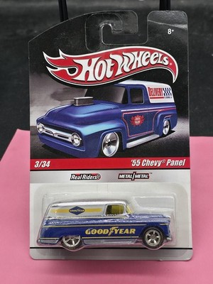 2009 Hot Wheels Slick Rides '55 Chevy Panel Goodyear Real Riders 3/25