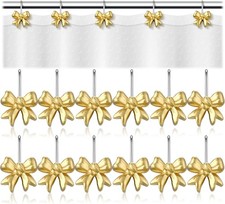 12 Pcs Gold Bow Knot Shower Curtain Hooks Rustproof Metal Decorative Shower