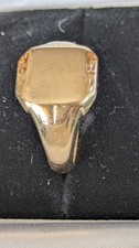9ct Yellow Gold Hallmarked Signet Ring Size P 4mm Band No Stone