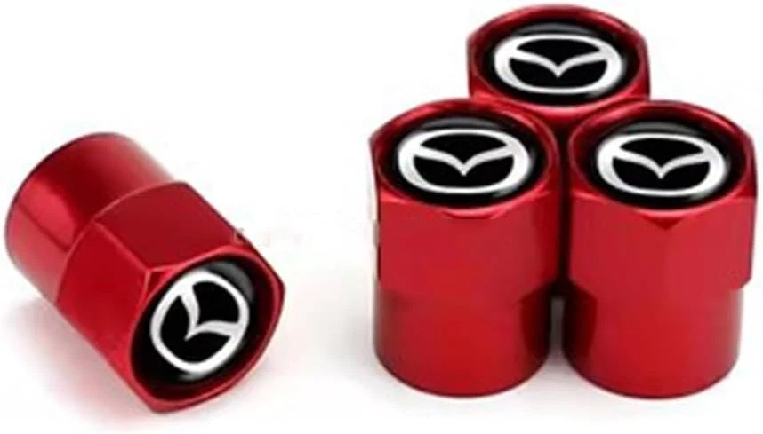Compatible with Mazda 4Pcs Tire Valve Stem Caps Red Anodized Aluminum - Image 4 of 4