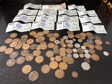 Vintage & Antique Job Lot Of Bank Notes & Coins Currency Uk & Other