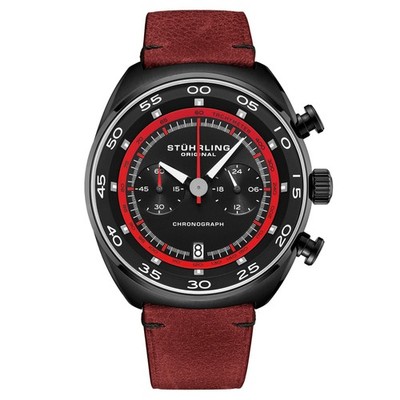 Monaco Red/Leather/Black Dial/Black Case | Black Dial Wristwatch 1000.06