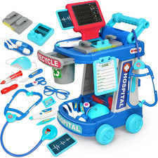 Doctor Kit for Toddlers 3-5 with 21Pcs Medical Kit Toy Doctor Cart Stethoscope a