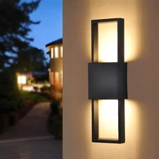 Modern Outdoor Wall Lights Fixture Black Up and Down LED Exterior Wall Sconce