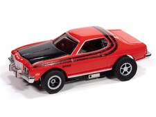 AUTO WORLD '76 Ford Torino-Gloss Red  Gloss Black Xtraction SLOT CAR