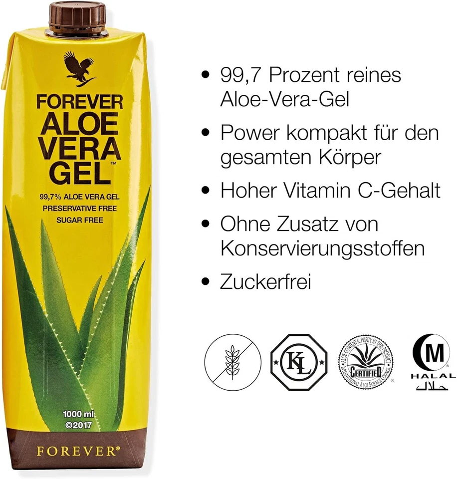 Forever Aloe Vera Gel (1 Litro Di Succo Da Bere), 100% Puro Gel Di Aloe Vera, Se - Immagine 3 di 4