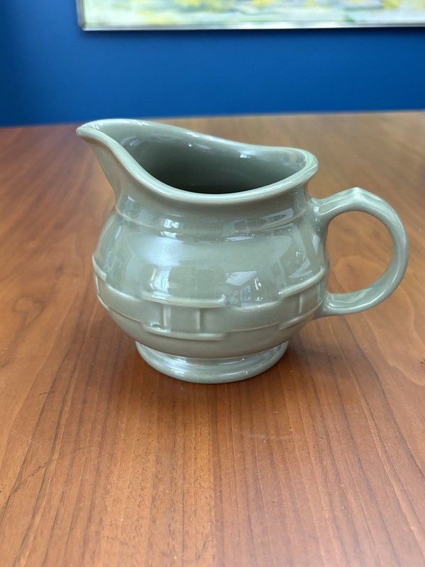 Longaberger Pottery Woven Traditions Ceramic Creamer Sage Green 4"