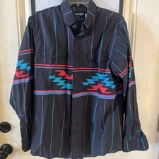 Vintage Wrangler Cowboy Cut X-Long Tails 16 1/2 x 35 XL Colorful Western Shirt