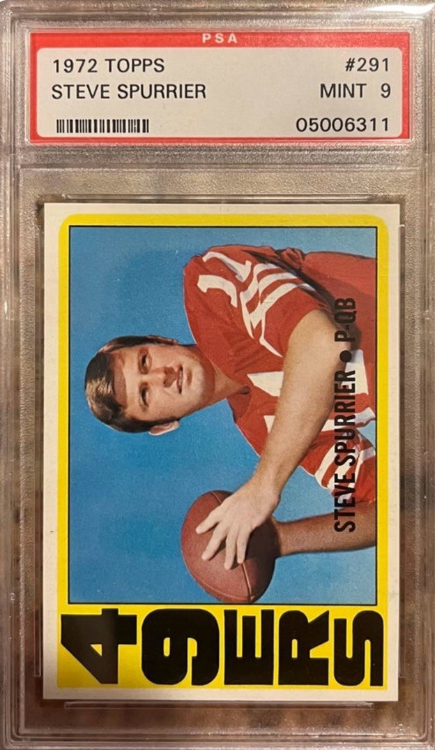 1972 Topps Steve Spurrier Rookie Card PSA 9 MINT Graded Football #291