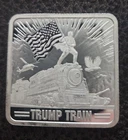 2024 TRUMP TRAIN 1 OUNCE .999 FINE SILVER SQUARE BAR TRUMP 45 & 47 VERY COOL