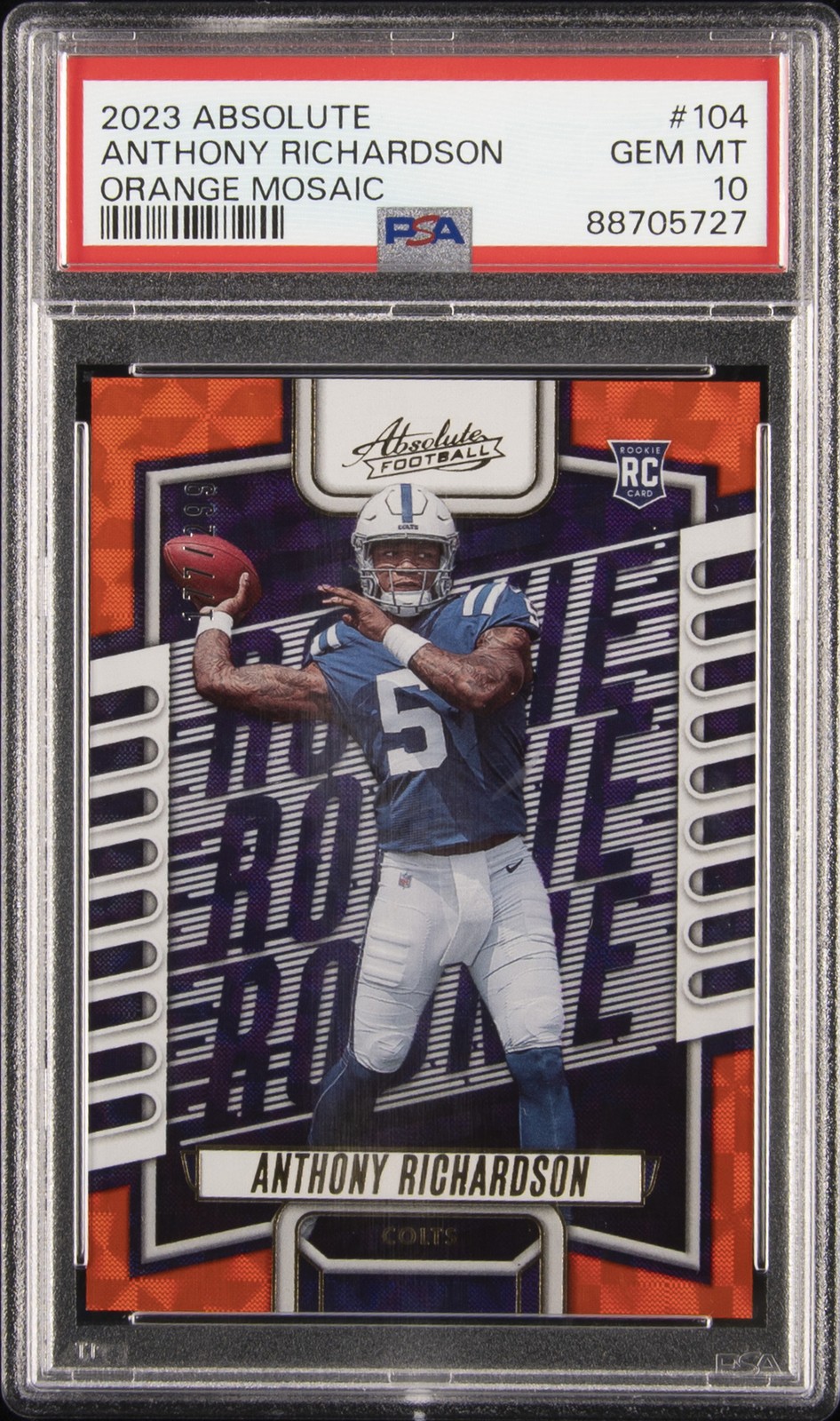 2023 PANINI ABSOLUTE ORANGE MOSAIC #104 ANTHONY RICHARDSON 177/299 PSA 10