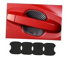 4PCS Car Door Handle Cup Scratch Protectors, TPU Carbon Fiber Door Medium-Black
