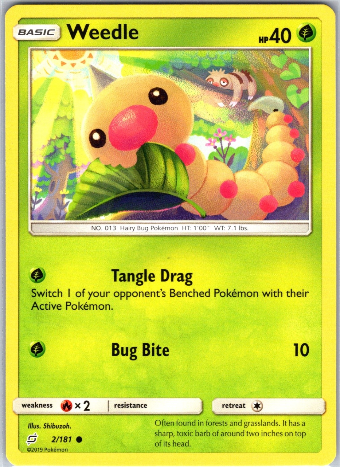 Weedle 2/181 Common Regular Card SM - Team Up Pokemon TCG LP