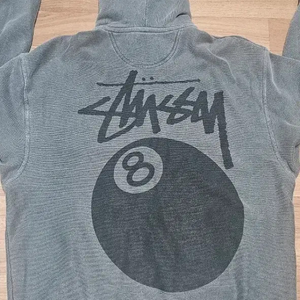 Stussy 8Ball Wash Hoodie Grey Vintage Style thumbnail 3
