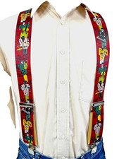 New, Mens, Jazz on Burgundy, XL, 2", Adj. Suspenders / Braces, Made in the USA