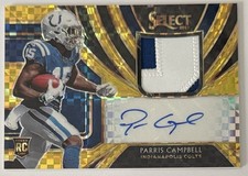 Parris Campbell RC 2019 Panini Select Gold Prizm Patch Auto /10 Colts Rookie
