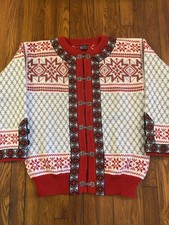 Dale Of Norway Vintage Wool Knit Sweater Fair Isle Clasp Closure 42 Medium