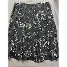 Sag Harbor Women Black White Paisley Floral Midi Skirt Size 16 F73081 A-Line
