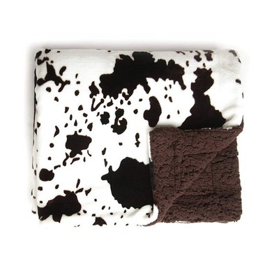 Tadpoles Plush Sherpa Cowhide Print Double Layer 1 Count (Pack of 1),