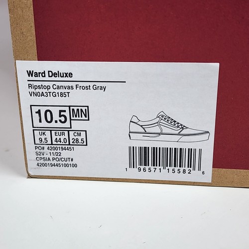 VANS Ward DX Frost Gray Ripstop Canvas Shoe Men's 10.5 BRAND NEW WITH BOX - Picture 24 of 24