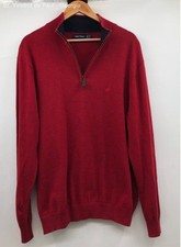Men's Nautica Red 1/4 Zip Pullover Sweater Preppy - Size Medium