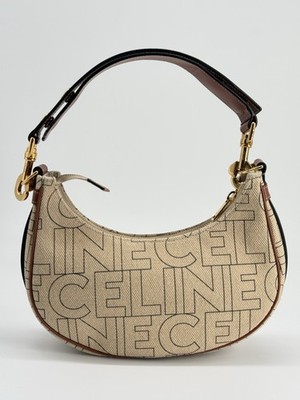CELINE AVA Medium Shoulder Bag Canvas Leather Natural Tan 