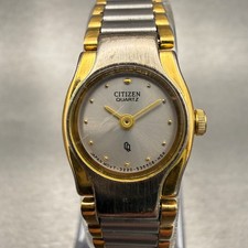 Citizen CQ Watch Women 17mm Silver Dial Two Tone Oval 3220-S25287 New Battery