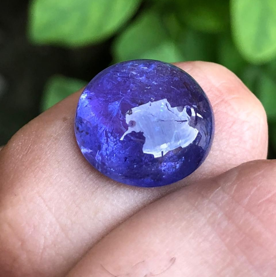 16.35ct Natural Violet Blue Tanzanite Cabochon Round Cut Loose Gemstone