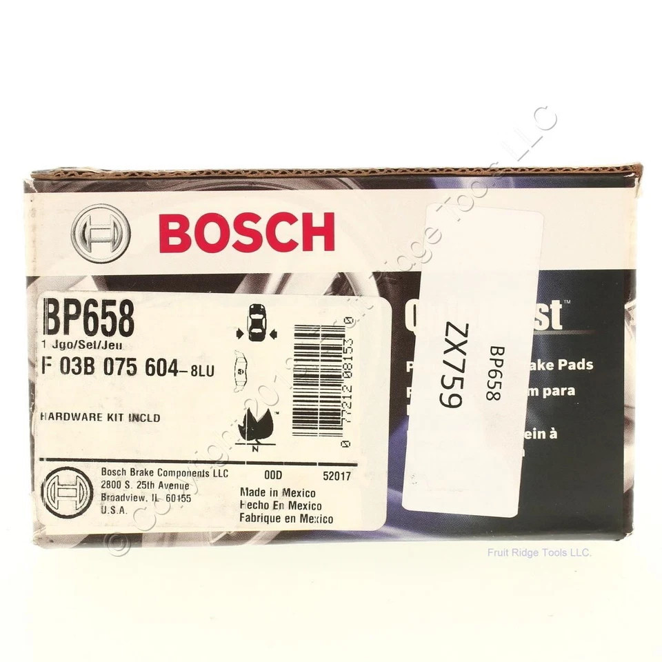 Pastillas de freno de disco orgánicas Bosch QuietCast Premium BP658 para 93-04 Intrepid - TRASERAS Foto 4 de 4