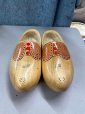 Vintage Collectible Holland Hand Carved Painted Wooden Dutch Shoes Clogs Size 26