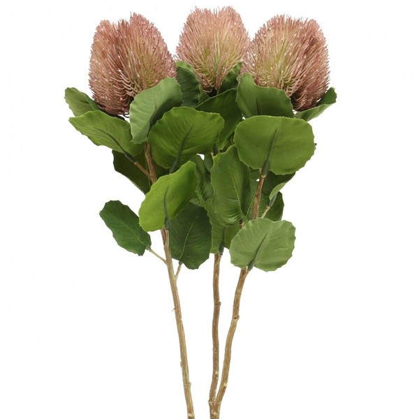 KüNstliche Banksia Kunstblumen Weiß-Lila, Seidenblumen Deko, 58Cm, 3Er-Set, 3-image