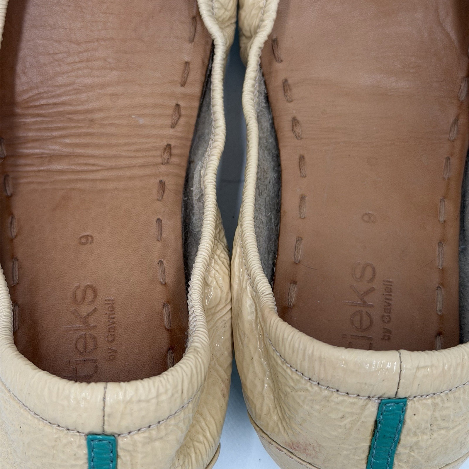 Tieks by Gavrieli Women's Biscotti Beige Patent Leather Foldable Ballet Flats 9