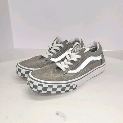 Vans Off The Wall Sneakers Juniors Sz 5 Gray with White Mid Sole & Silver Stripe
