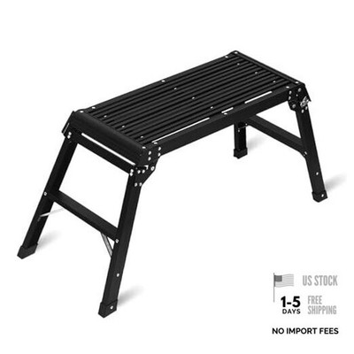Aluminum Work Platform Step Ladder 30''x12''x20'' Heavy Duty Foldable 330 Black