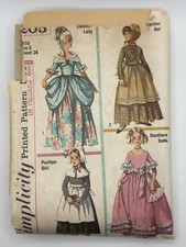 Simplicity 1965 Pattern 6205 Halloween Costume Colonial Puritan Frontier Size 6
