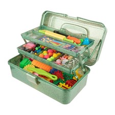 Green Glitter 3-Tier Stackable Organizer Box for Art, Crafts, Makeup  Sewing