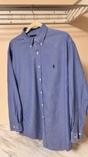 Vintage Ralph Lauren Yarmouth Oxford Blue Solid Button-Down Dress Shirt 16 32/33