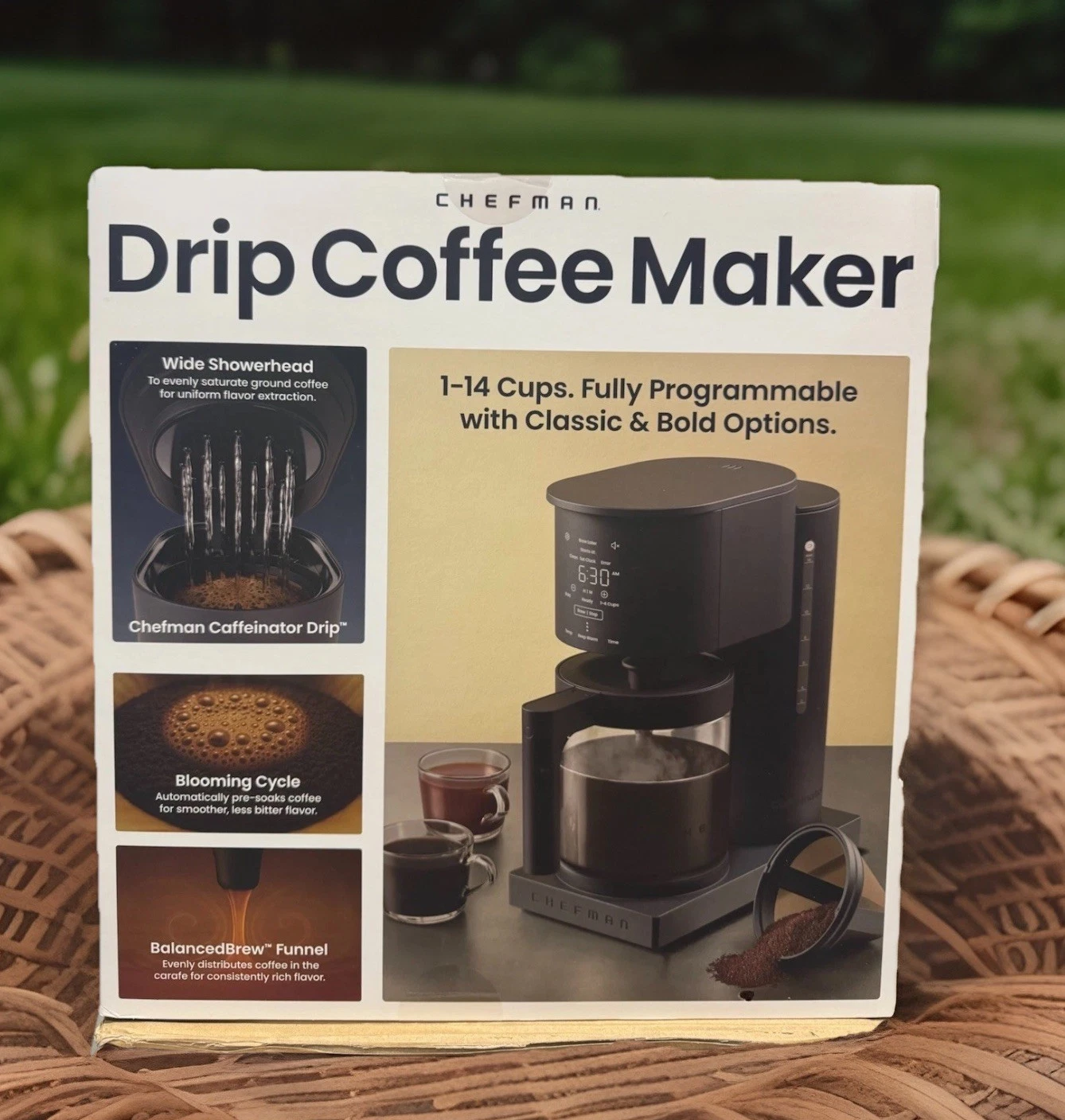 NEW Chefman Caffeinator Drip 14-Cup Programmable Coffee Maker, Black