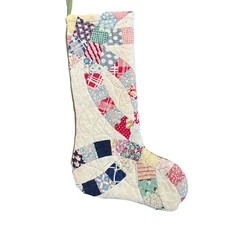 Vintage Quilt Handmade Christmas Stocking Primitive Farmhouse Cottage Chic 20”