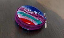 Hard Shell Portable Ear Phones/Buds Zipper Case W/Felt-Lined Elastic Compartment