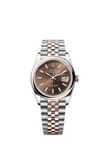 Rolex Datejust 36 Chocolate Index Two Tone Everose Gold Smooth Bezel Jubilee