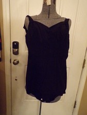 VTG 1950s Shape-lee Styled By Lee Swimplay Suits Sz 14/36 Black One Piece Modest